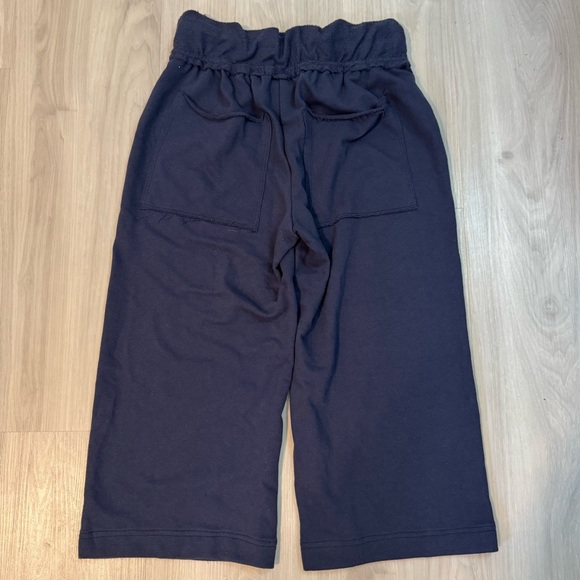 Free People FP Beach wide leg cropped pants navy blue sweats size small - Picture 5 of 13